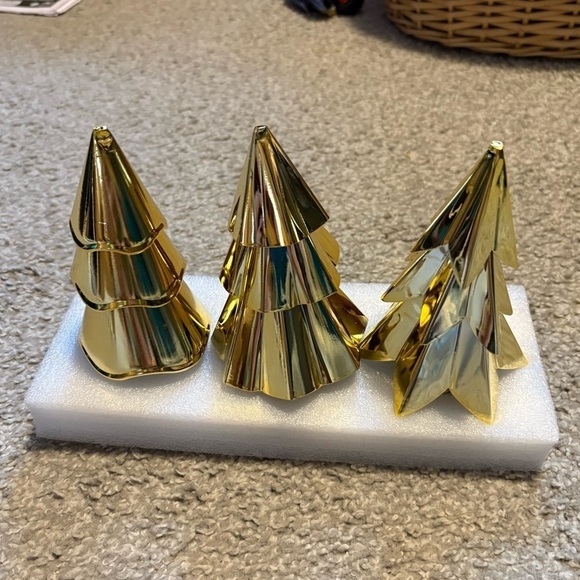 3 Medium Gold Metal Tree NEW Bundle Lot Target Christmas Decor Village Train - Picture 2 of 7